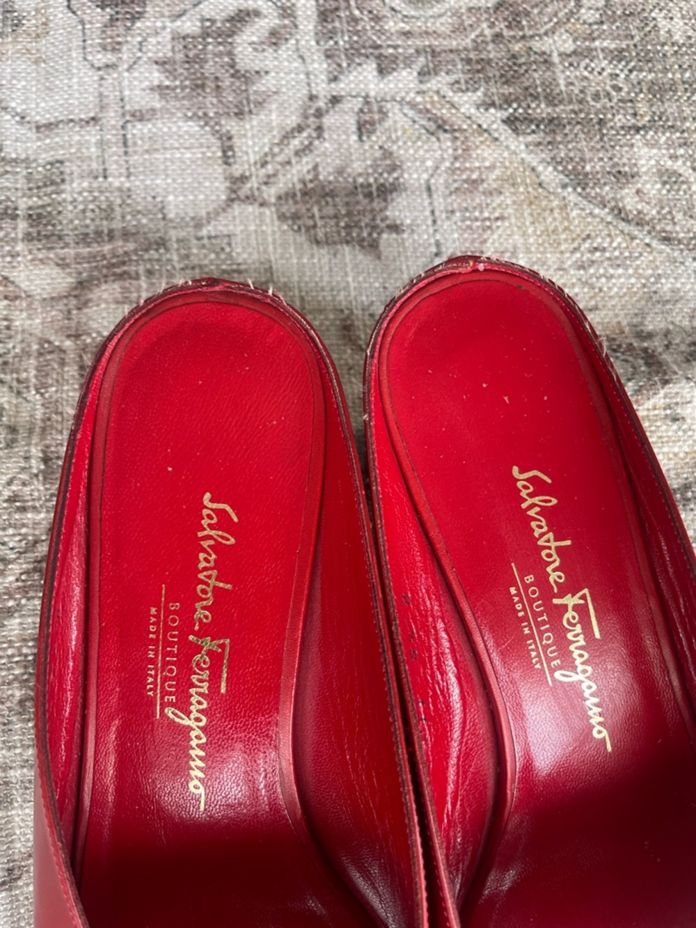 Salvatore Ferragamo Red Leather Slide Mules with Gancini Detail - Picture 2 of 11